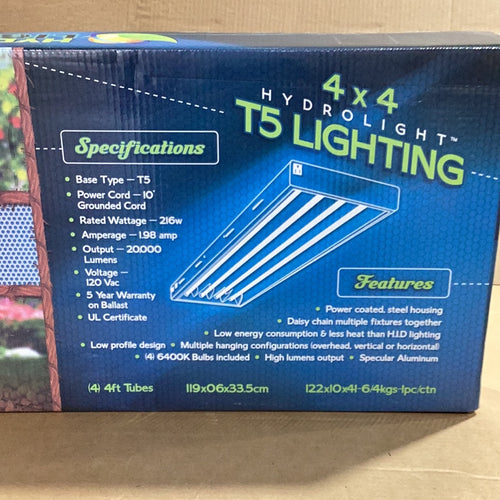 Hydrolight T5 4’ 4 Bulb Fixture 216W