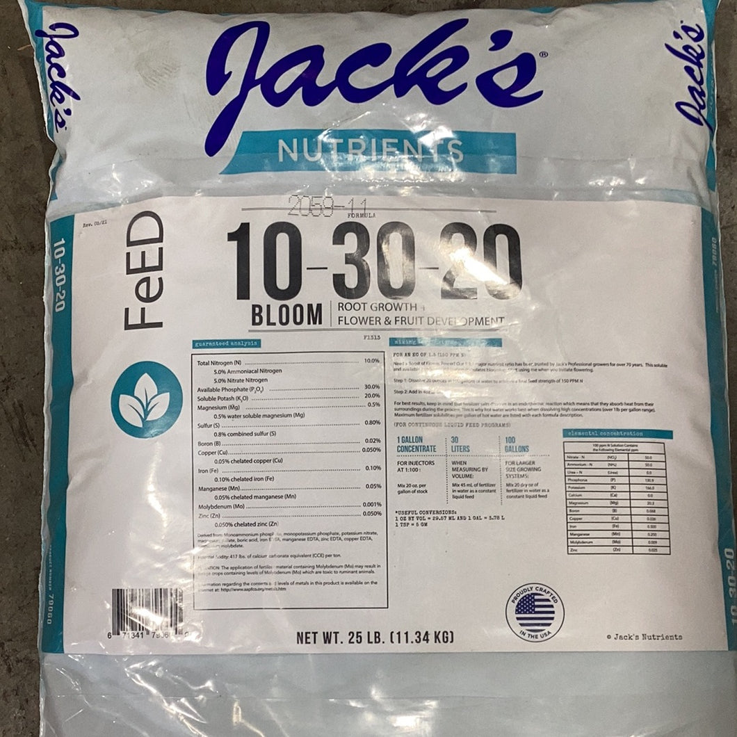 Jacks 10-30-20 Bloom Fertilizer 25lb