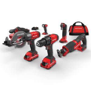 CRAFTSMAN 20-Volt Max 6-Tool Power Tool Combo Kit with Soft Case (2-Batteries Included and Charger Included)