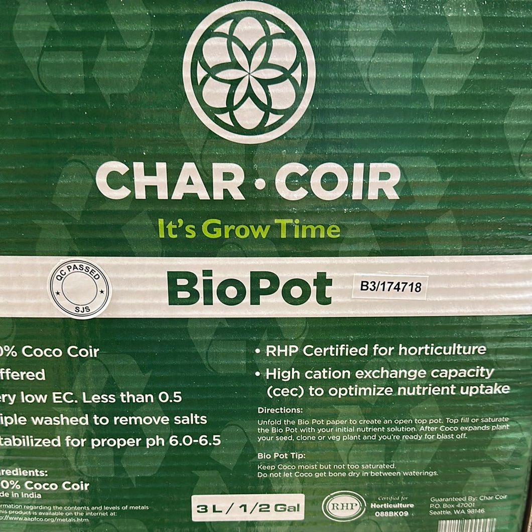 Char Coir Bio Pot 3L/1/2GAL