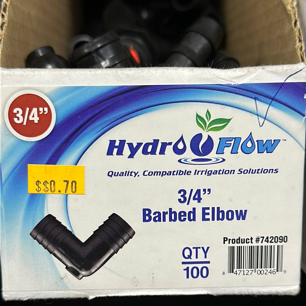 HydroFlow 3/4” Barbed Elbow