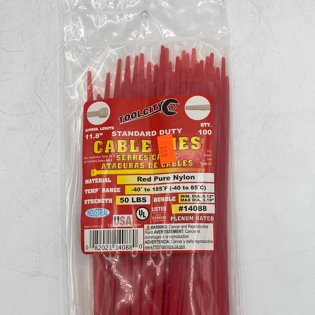 Cable Ties 11.8” Red