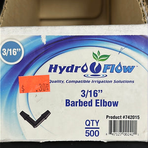HydroFlow 3/16” Barbed Elbow