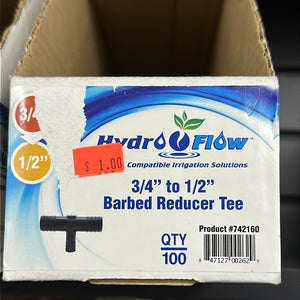 HydroFlow 3/4” to 1/2” Barbed Reducer Tee