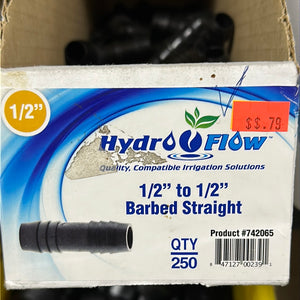 HydroFlow 1/2” to 1/2” Barbed Straight