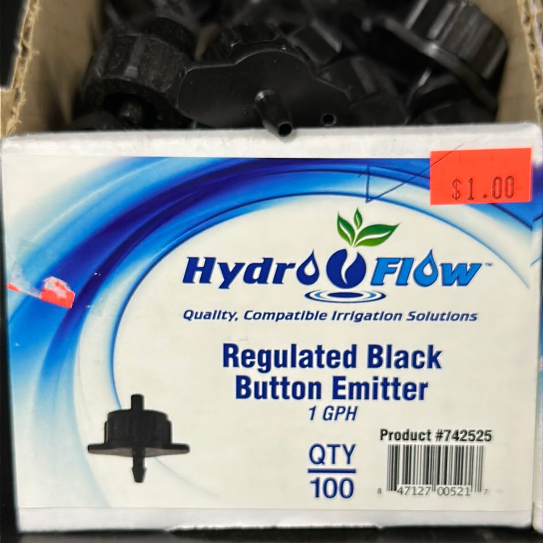 HydroFlow Regulated Black Button Emitter