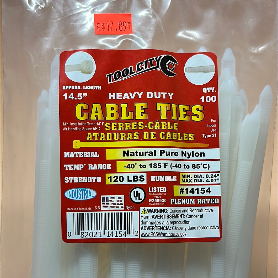 Tool City Cable Ties 14.5”