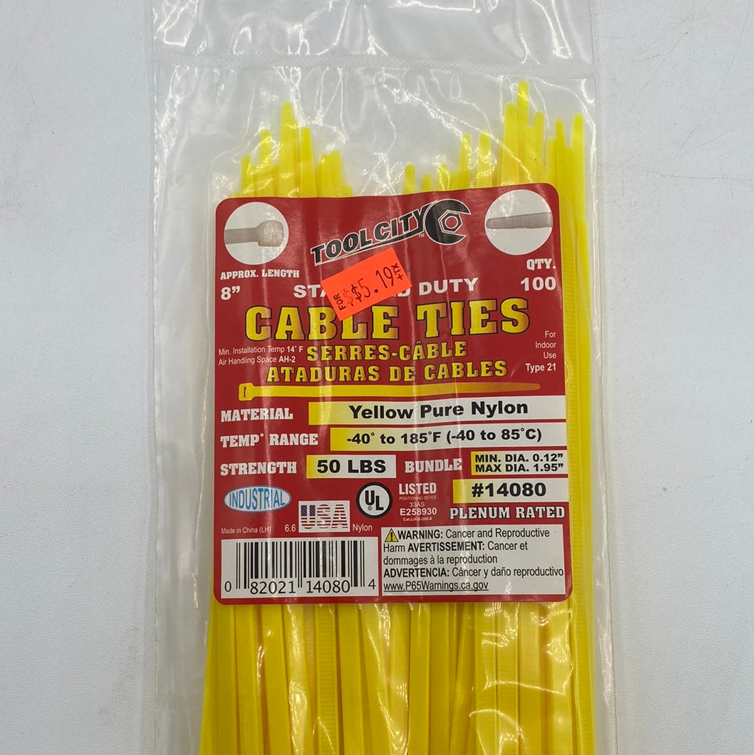 Cable Ties 8” yellow